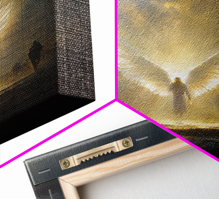 Radiant Angel With Golden Wings Canvas Print, Spiritual Wall Art, Fantasy Artwork, Christian Gift, Dramatic Home Decor, Fine Art Print