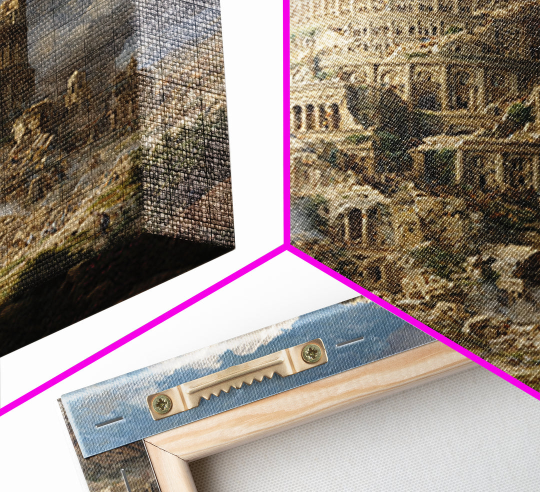 Tower Of Babel Ruins Canvas Print, Biblical Architecture Wall Art, Classical Painting, Historical Decor, Large Art Print