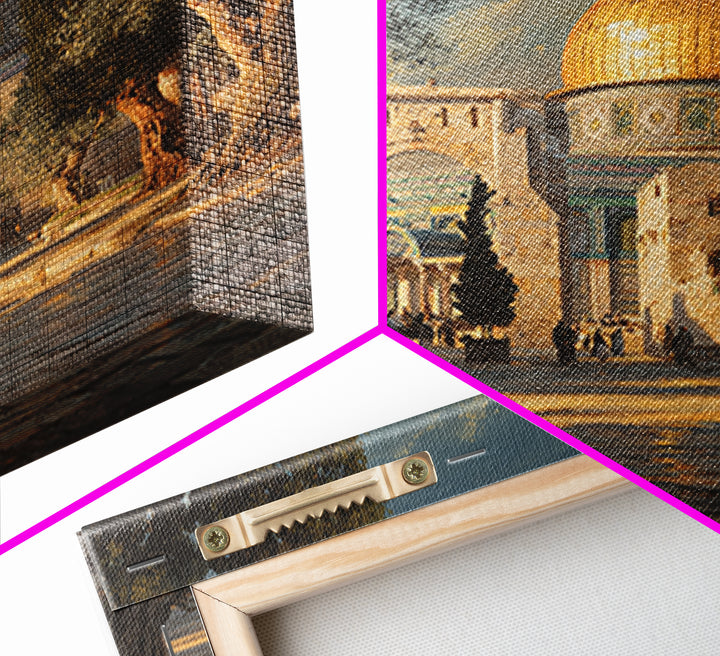 Golden Dome Of The Rock Courtyard Wall Art, Jerusalem Islamic Architecture, Olive Tree Landscape, Travel Poster, Spiritual Decor
