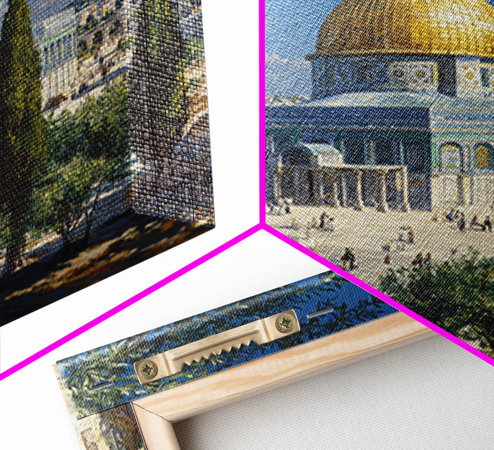 Golden Dome Of The Rock Jerusalem Canvas Print, Islamic Architecture Painting, Holy Land Travel Poster, Prayer Room Decor