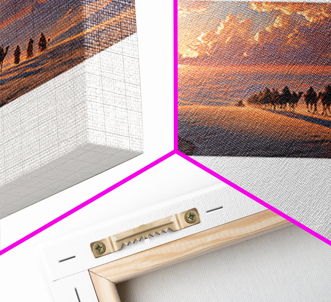 Sunset Desert Caravan Canvas Print, Panoramic Landscape Wall Art, Southwestern Decor, Long Horizontal Art, Travel Gift Idea