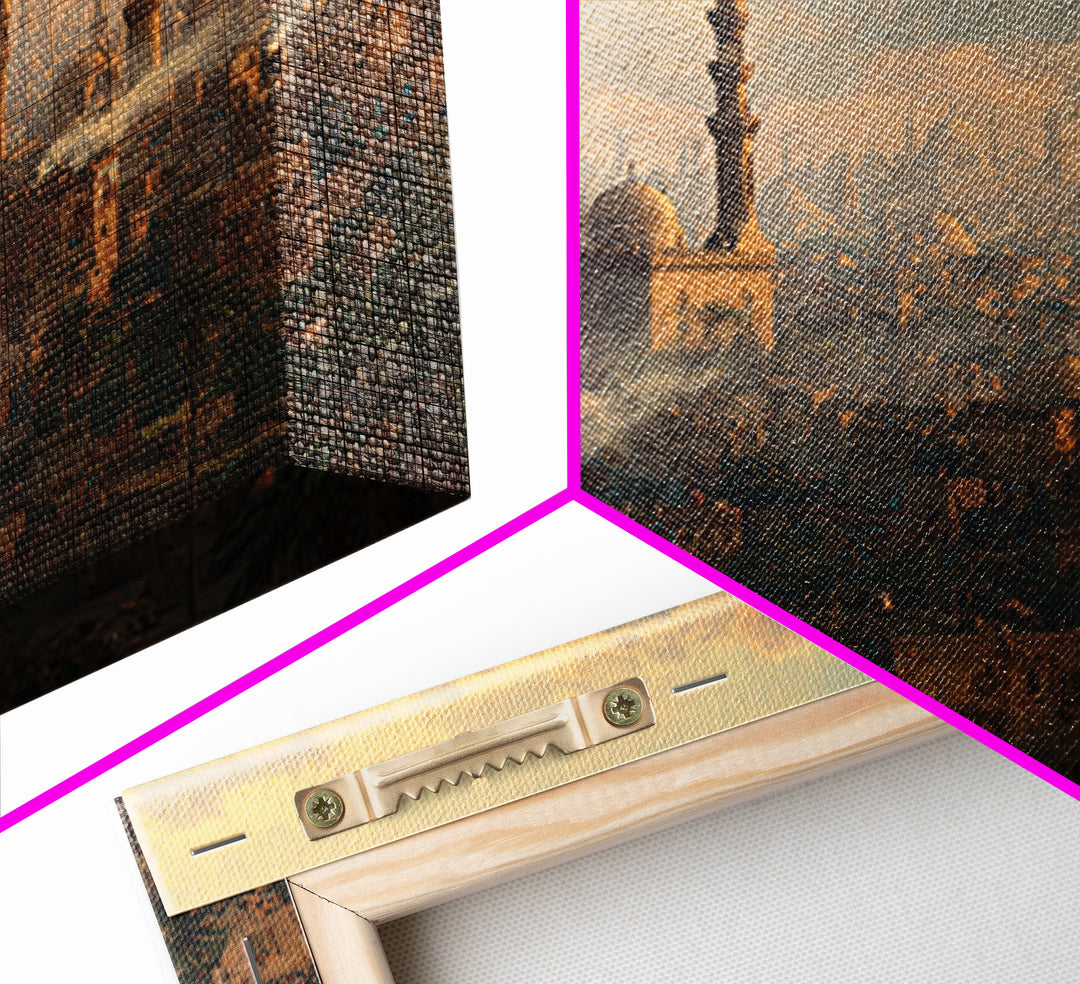 Cairo Mosque Skyline At Golden Hour Canvas Print, Islamic Wall Art, Middle Eastern Decor, Spiritual Cityscape Poster, Travel Art