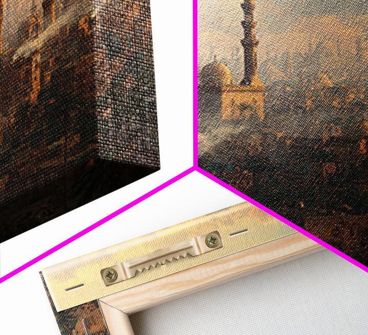 Cairo Mosque Skyline At Golden Hour Canvas Print, Islamic Wall Art, Middle Eastern Decor, Spiritual Cityscape Poster, Travel Art