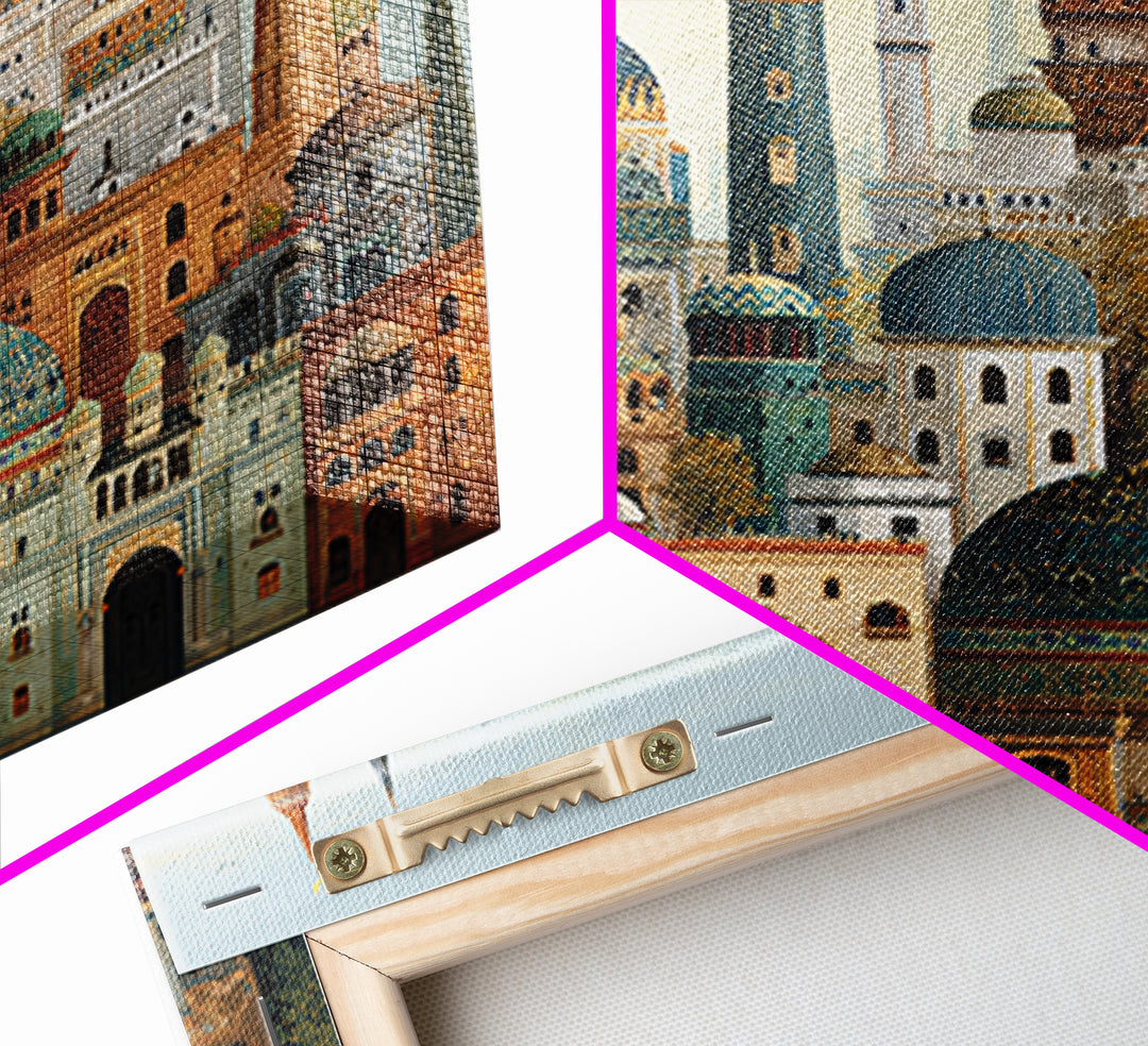 Ornate Islamic Mosque Domes Wall Art, Arabic Architecture Canvas Print, Middle Eastern Decor, Ramadan Gift, Gallery Print