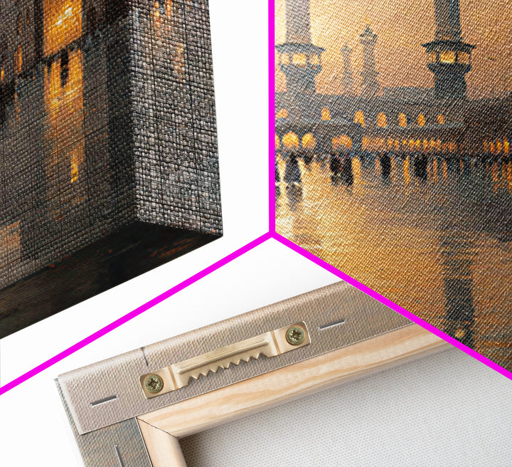 Mecca Kaaba Courtyard At Sunset Wall Art, Islamic Architecture Canvas Print, Hajj Travel Decor, Muslim Home Gift, Fine Art Print