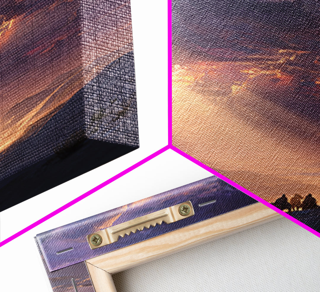 Golden Desert Riders At Sunset Wall Art, Dramatic Landscape Canvas Print, Western Decor, Mountain Art, Warm Living Room Decor