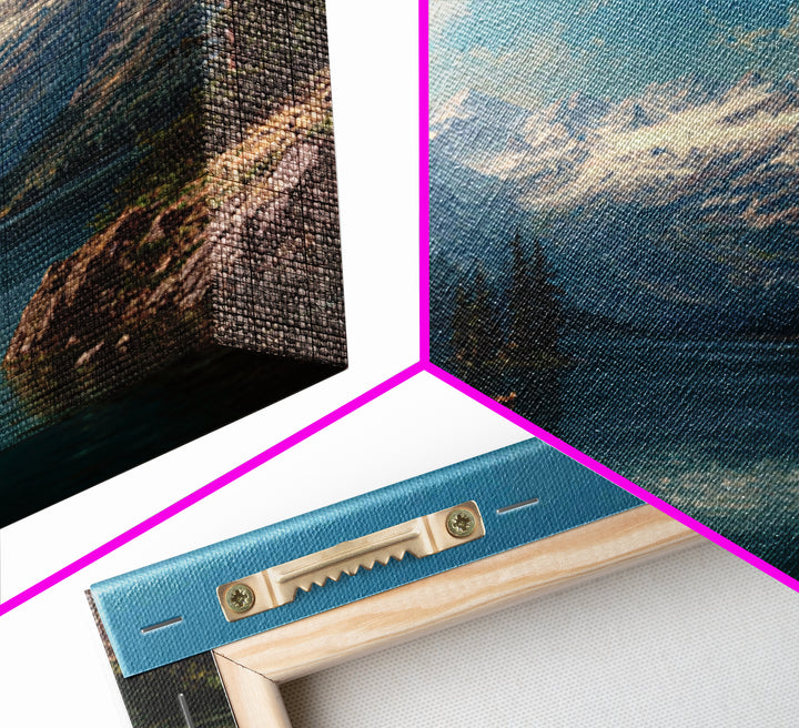 Alpine Lake With Snowy Peaks Wall Art, Mountain Landscape Canvas Print, Cabin Decor, Lake House Gift, Nature Art For Living Room