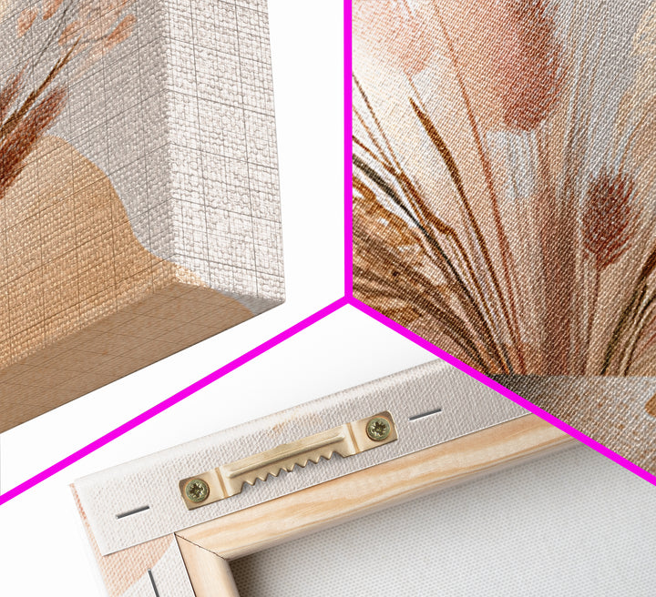 Neutral Pampas Grass Vase Wall Art, Boho Botanical Canvas Print, Earth Tone Floral Decor, Minimalist Living Room Wall Decor