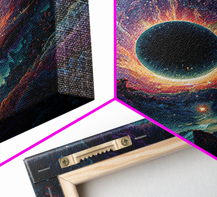 Cosmic Black Hole Abstract Space Landscape Wall Art Surreal Galaxy Painting Trippy Psychedelic Decor Modern Canvas Print