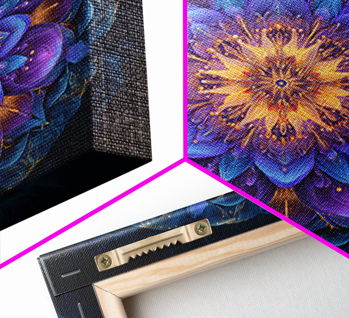 Vibrant Mandala Flower Wall Art, Colorful Boho Sacred Geometry Canvas Print, Meditation Room Decor And Modern Spiritual Art