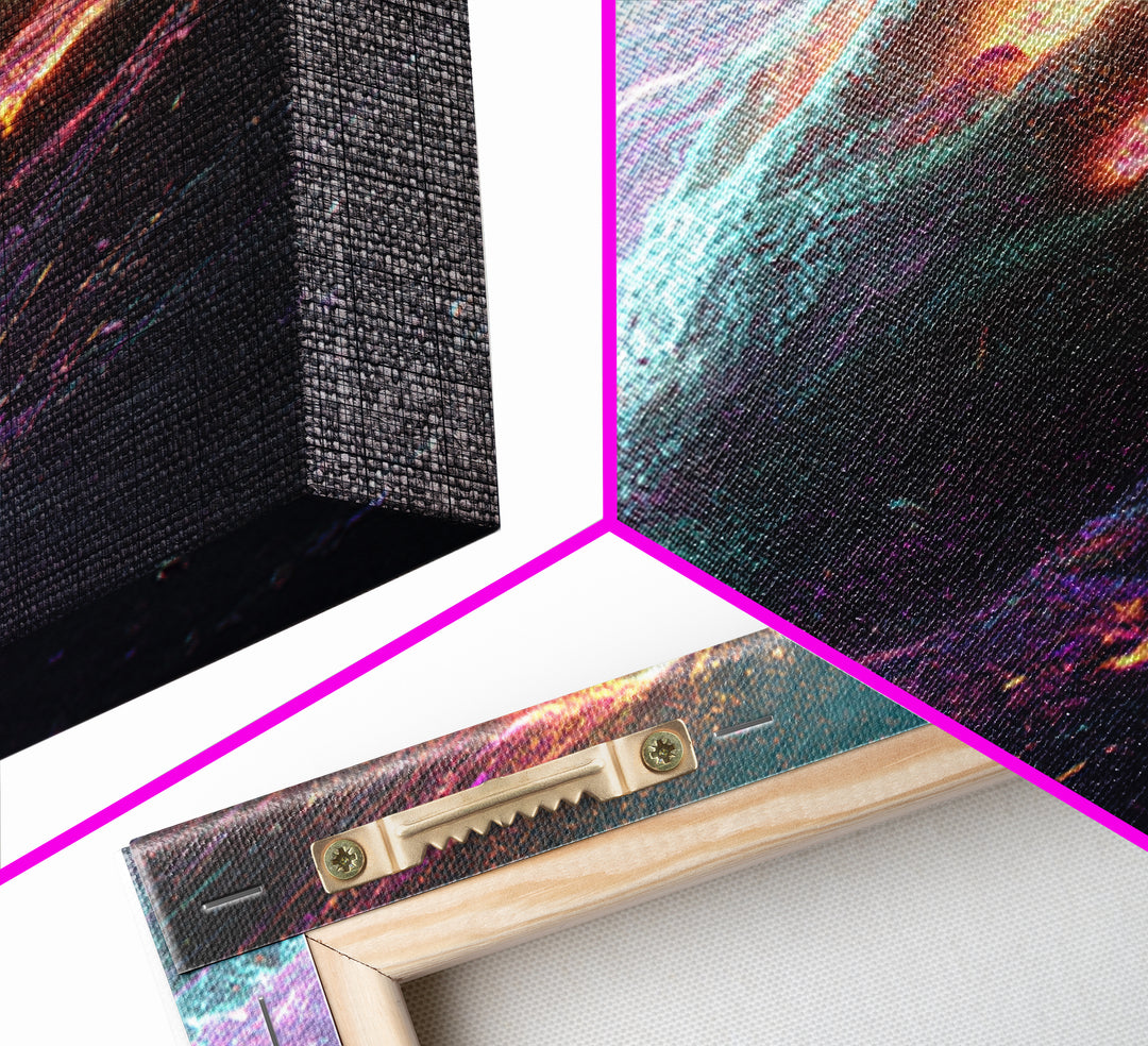 Abstract Cosmic Hand Reaching Wall Art, Surreal Galaxy Canvas Print, Modern Statement Artwork For Living Room Or Office