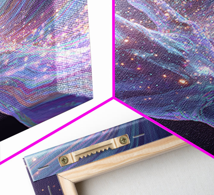 Iridescent Hand With Sparkles Surreal Wall Art, Futuristic Abstract Canvas Print For Modern Office Decor And Gamer Room