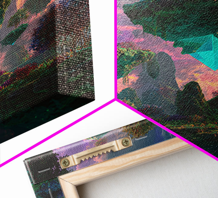 Floating Crystal Islands Fantasy Wall Art, Surreal Dreamscape Landscape, Colorful Fantasy Art, Modern Home Decor Canvas Print