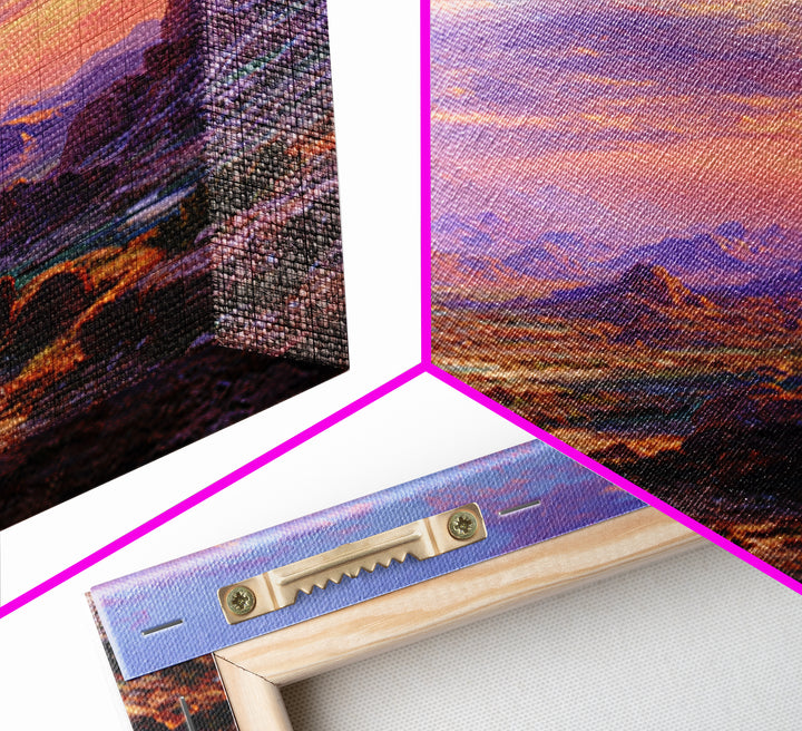 Sunset Desert Canyon Landscape Wall Art Colorful Western Painting Large Canvas Print Rustic Home Decor Living Room Wall Art