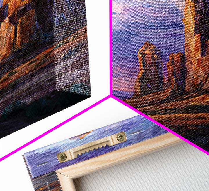 Desert Buttes At Sunset Wall Art, Southwestern Landscape Painting, Colorful Rustic Country Decor, Large Western Canvas Print