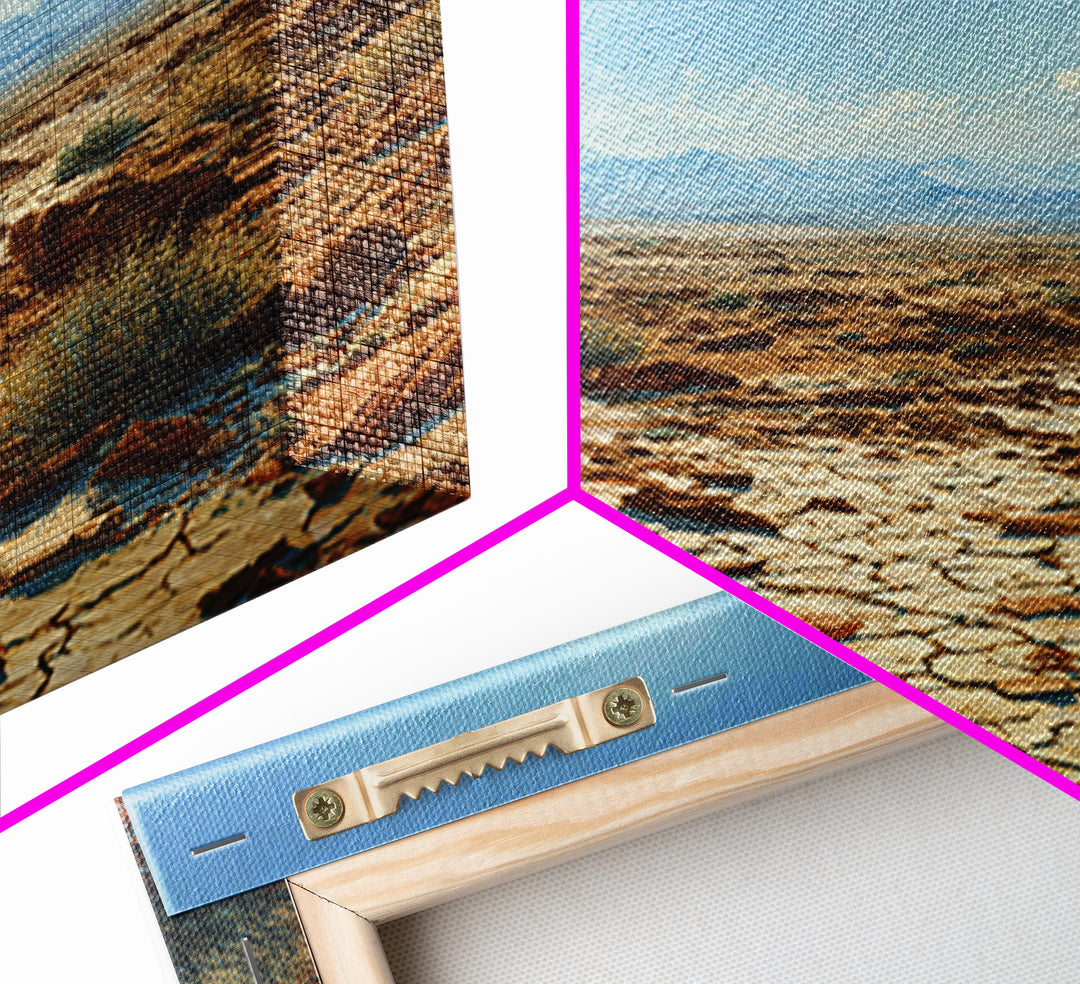 Sunlit Desert Plain Landscape Wall Art Print Southwestern Painting Rustic Nature Artwork For Living Room Decor Office Wall Art