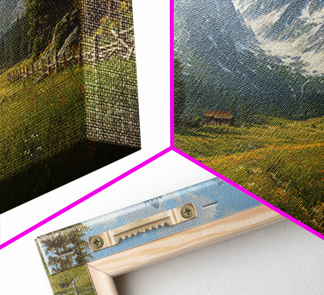 Idyllic Mountain Valley Landscape Painting Canvas Print Large Wall Art For Living Room Rustic Home Decor And Cabin Wall Art