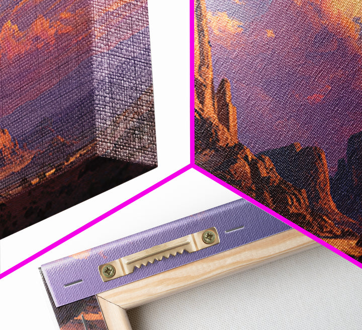 Majestic Desert Rock Formation Under Purple Sky Landscape Wall Art Canvas Print Contemporary Nature Painting Home Decor