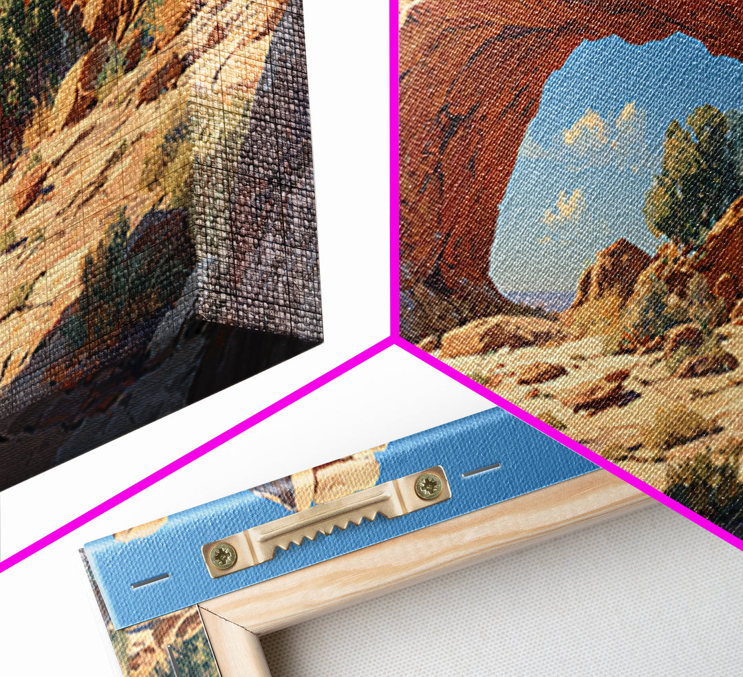 Majestic Natural Rock Arch Landscape Wall Art Print Stunning Canyon View Large Framed Canvas Print For Rustic Home Decor