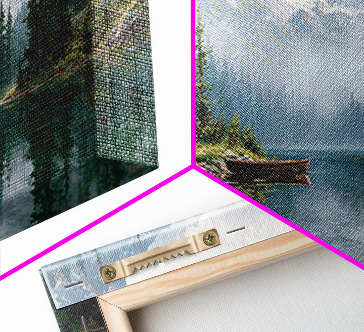 Serene Lake And Mountain Landscape Painting Canvas Print Large Wall Art Rustic Home Decor Nature Wall Art Framed Canvas Print