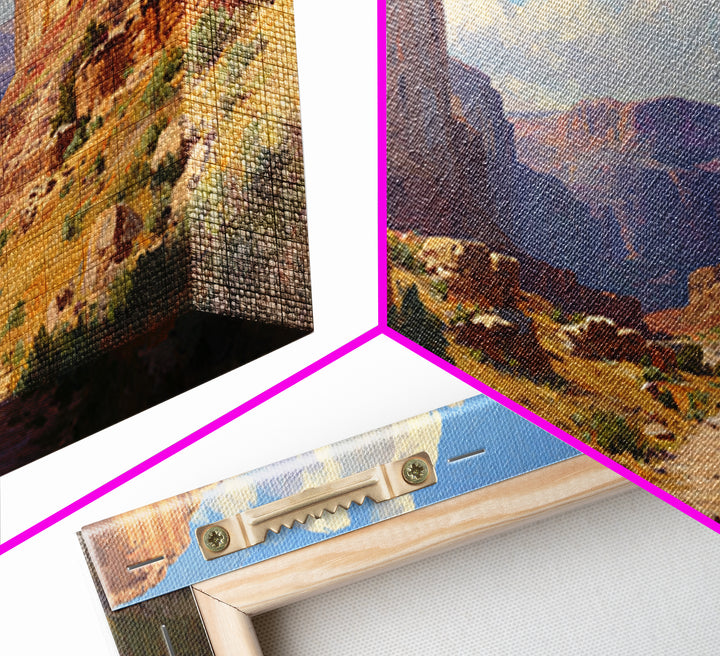 Expansive Canyon Landscape Wall Art Featuring Rocky Terrain And Vast Horizon Framed Canvas Print For Rustic Home Or Office Decor