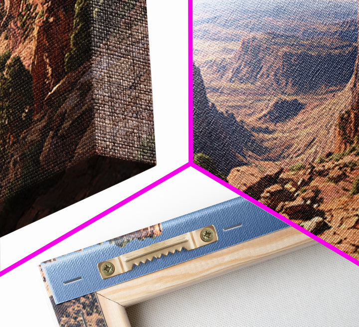 Stunning Desert Canyon Landscape Wall Art With Rocky Cliffs And Expansive View Framed Canvas Print For Home Decor
