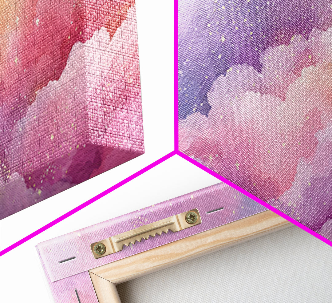 Pink Purple Cloudscape Wall Art, Pastel Celestial Decor, Dreamy Bedroom Wall Art, Nursery Wall Art, Whimsical Canvas Print