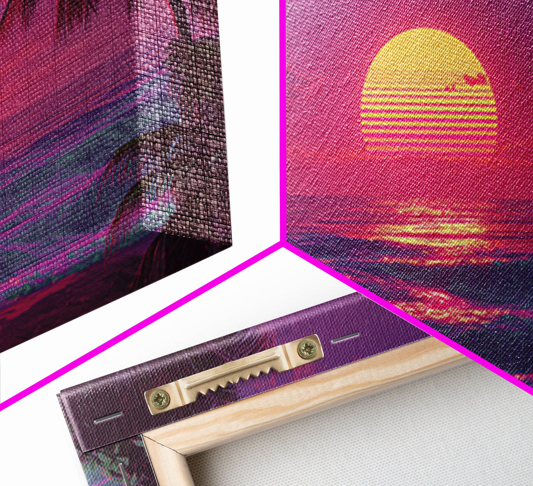 Tropical Beach Sunset With Palm Trees Vibrant Coastal Wall Art Canvas Print For Home Decor And Tropical Beach House