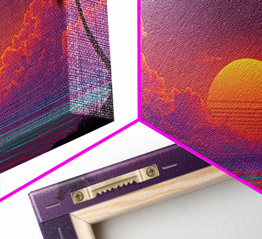 Dreamy Mystical Staircase In Purple And Blue Tones Abstract Fantasy Painting Canvas Print Wall Art For Living Room Boho Decor