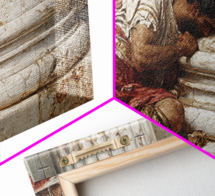 Wounded Roman By Marble Column Framed Canvas Print, Classical History Wall Art, Dark Academia Decor, Ancient Rome Artwork