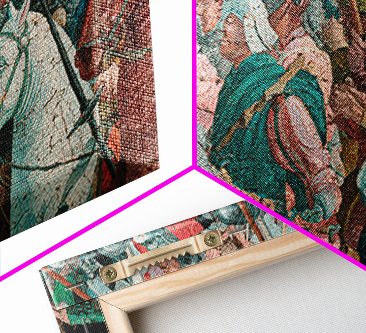 Medieval Cavalry Battle Scene Wall Art, Historical Canvas Print, Maximalist Gallery Decor, Masculine Gift For Him, Living Room Decor
