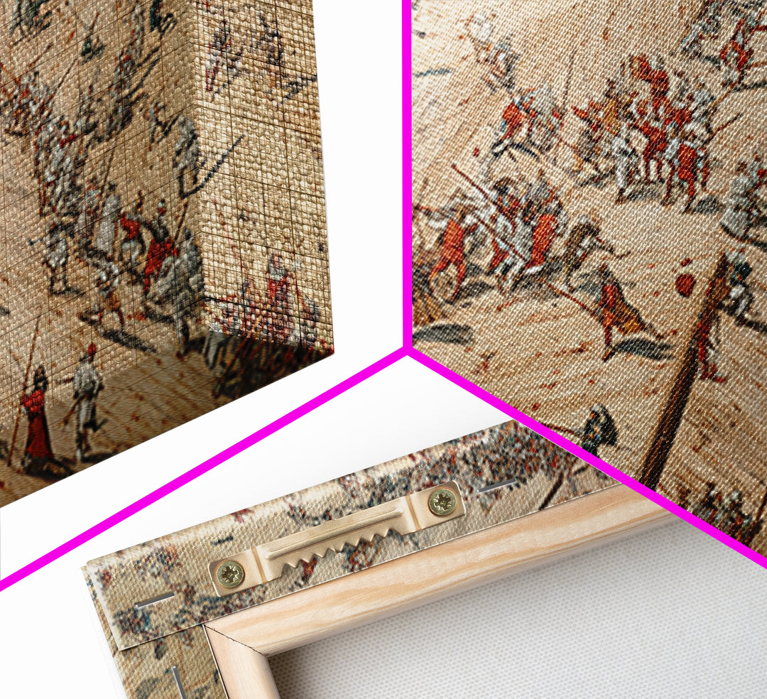 Medieval Battlefield Panorama Wall Art, Historic Army Battle Print, Detailed War Map Decor, Large Office Canvas Artwork, Gift For Him