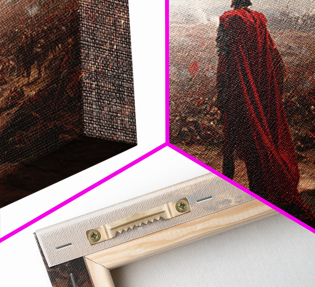 Roman General Over Epic Battlefield Framed Canvas Print, Ancient War Landscape Wall Art, Historical Decor For Living Room