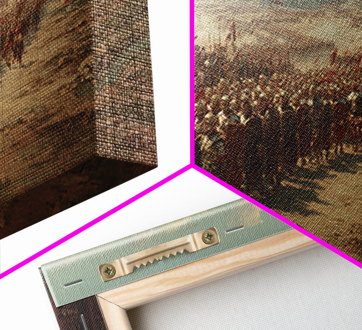 Ancient Legion Marching To Coastal City Wall Art, Historical Battle Framed Canvas Print For Office Decor And Living Room