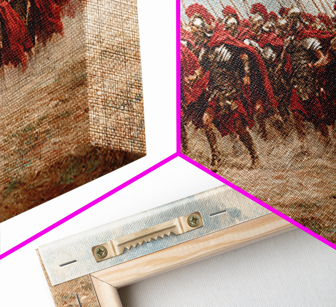 Roman Cavalry Charge Across Dusty Field Canvas Print, Historical Art, Horse Wall Art, Western Decor, Large Wall Art, Living Room Decor