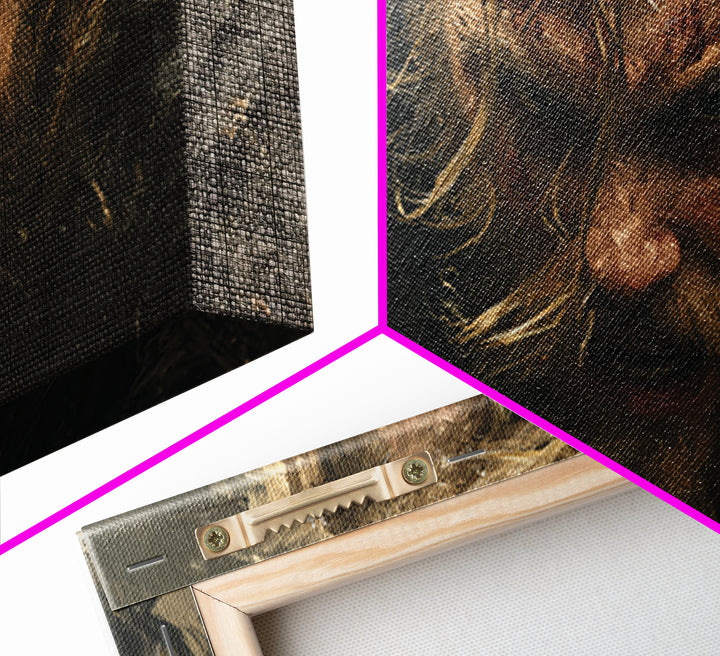 Fierce Viking Berserker Close Up Canvas Print, Nordic Warrior Portrait Wall Art, Dark Medieval Decor For Masculine Office