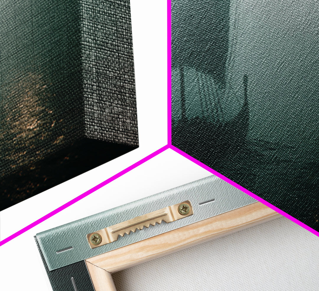 Foggy Viking Longship On Silent Water Wall Art, Nautical Art, Moody Wall Art, Scandinavian Decor, Living Room Decor, Office Decor