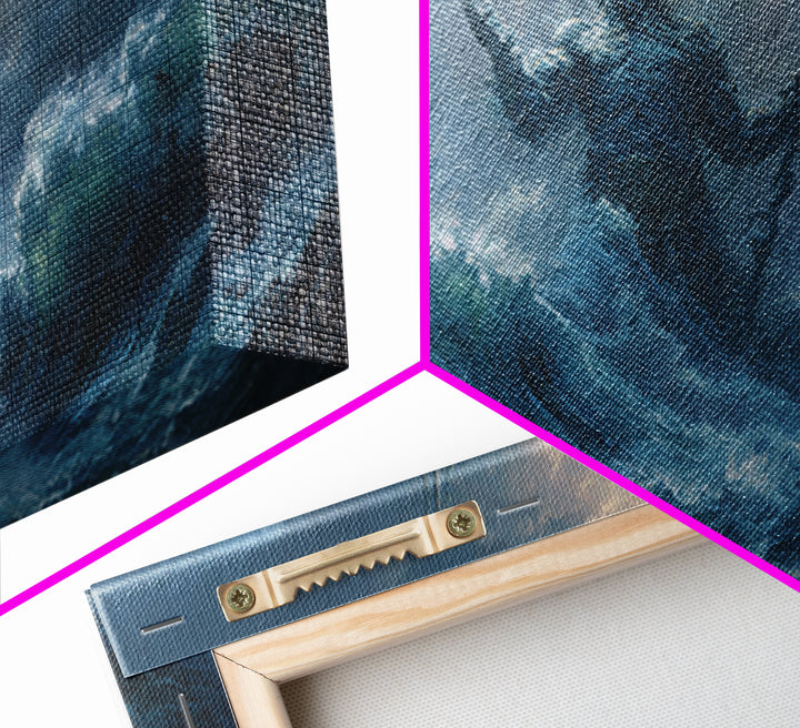 Majestic Mythical Ocean God Painting Wall Art Canvas Print For Coastal Rustic Home Decor And Living Room