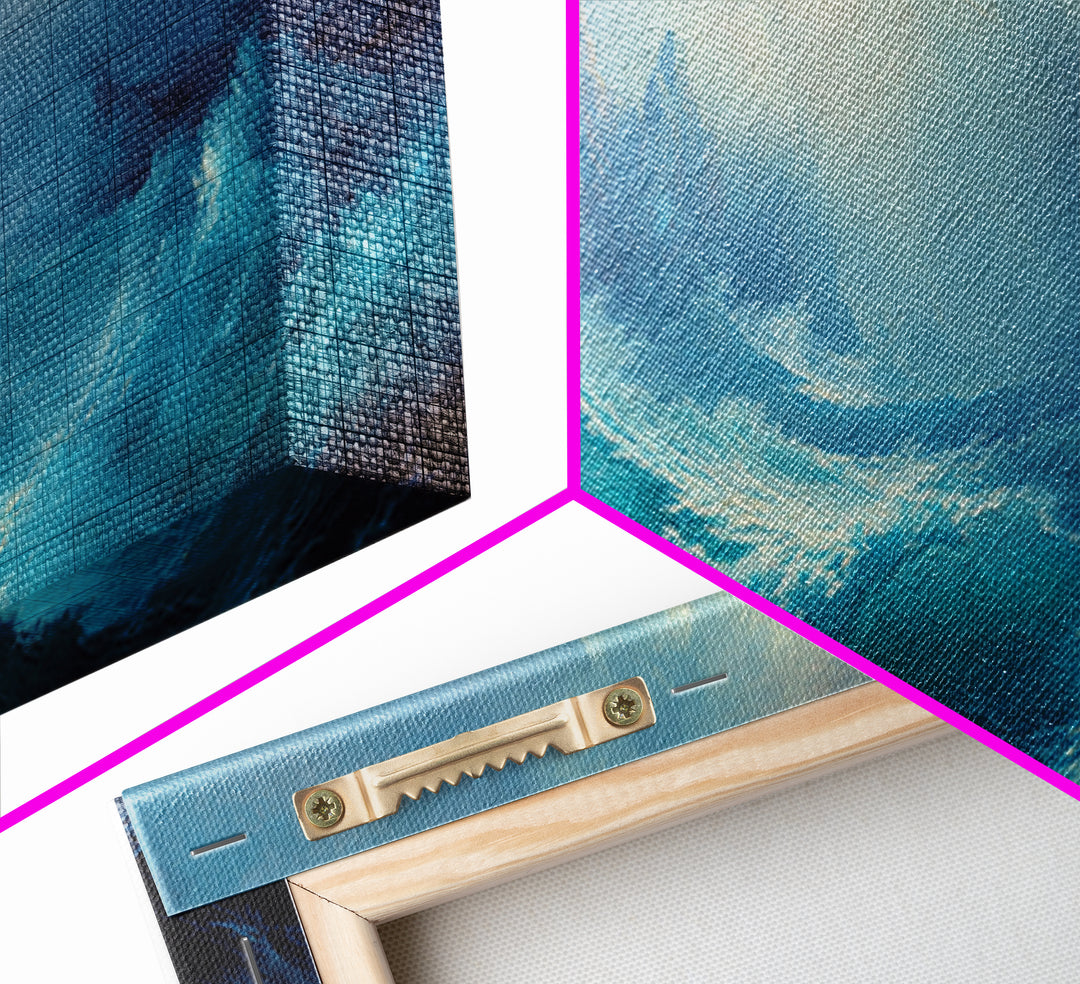 Stormy Turquoise Blue Ocean Waves Canvas Print, Dramatic Seascape Wall Decor, Coastal Landscape Art For Living Room Decor