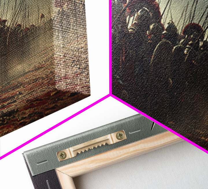Roman Soldiers Assemble In Battle Ready Scene Historical Wall Art Framed Canvas Print For Living Room And Office Decor