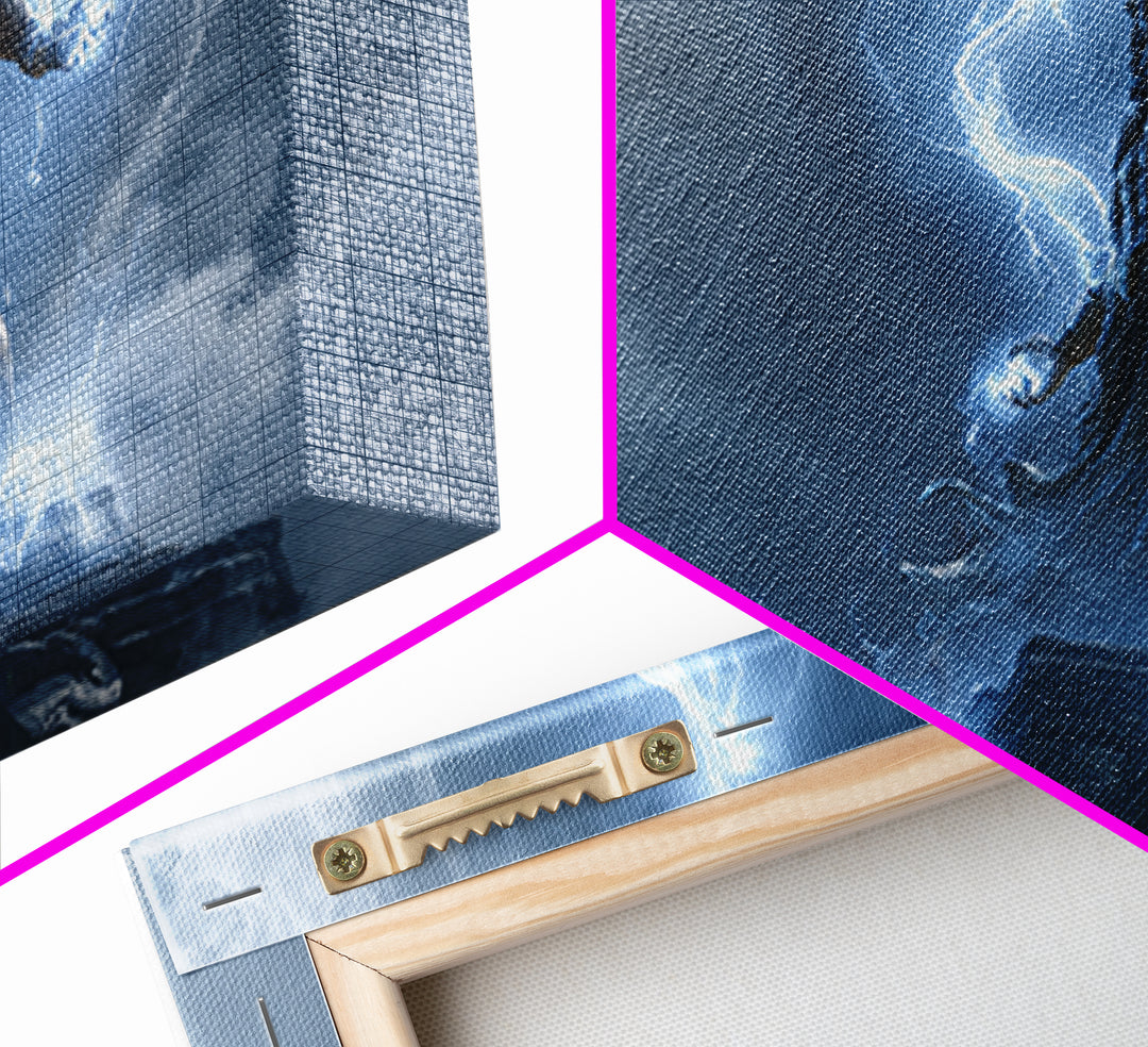 Powerful Zeus Lightning Storm Fantasy Wall Art Framed Canvas Print Mythological Art Home Decor