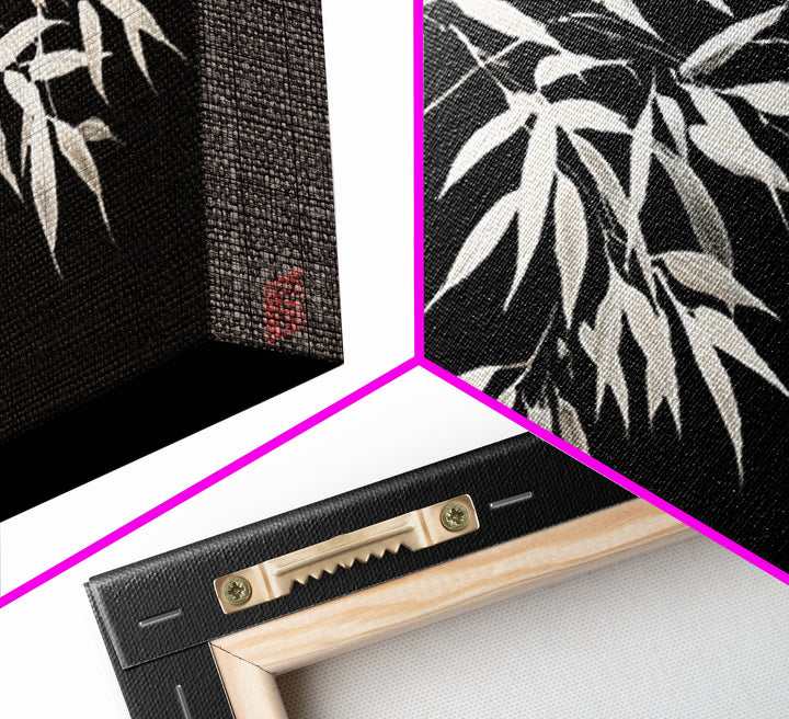 Elegant Monochrome Bamboo Branch Illustration Wall Art Minimalist Wall Decor Black And White Canvas Print For Modern Home