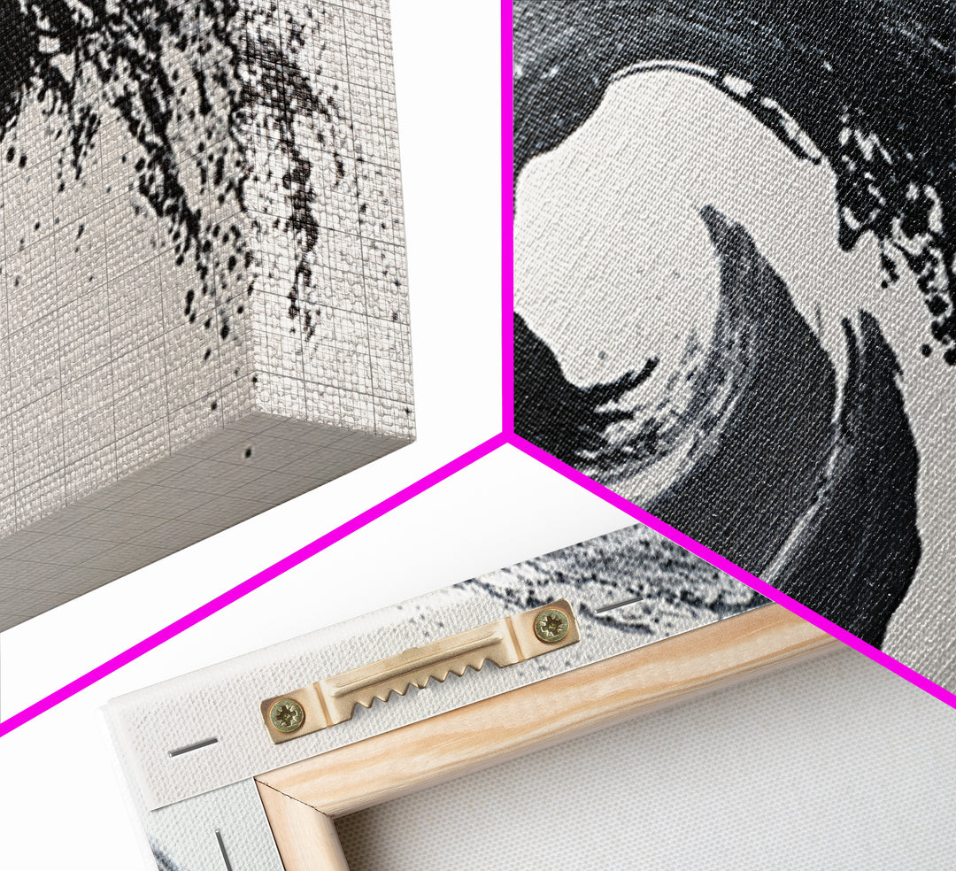 Dynamic Black And White Abstract Wave Painting Canvas Print Modern Wall Art For Living Room Decor And Office