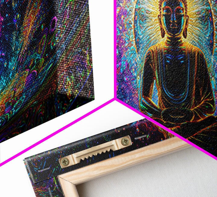 Vibrant Psychedelic Buddha Meditation Canvas Print Spiritual Wall Art Home Decor For Living Room And Yoga Space