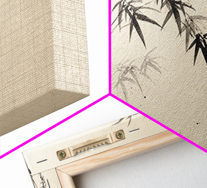 Traditional Ink Bamboo Painting Black And White Wall Art Print For Minimalist Home Decor And Asian Inspired Interior