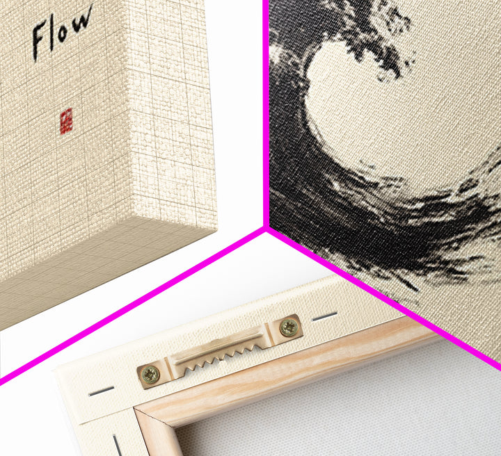 Japanese Black Ink Flow Calligraphy Canvas Print Minimalist Wall Art Zen Modern Asian Home Decor