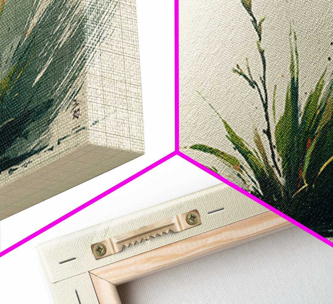 Serene Minimalist Growth Plant Ink Brush Stroke Art With Asian Inspired Calligraphy Wall Art