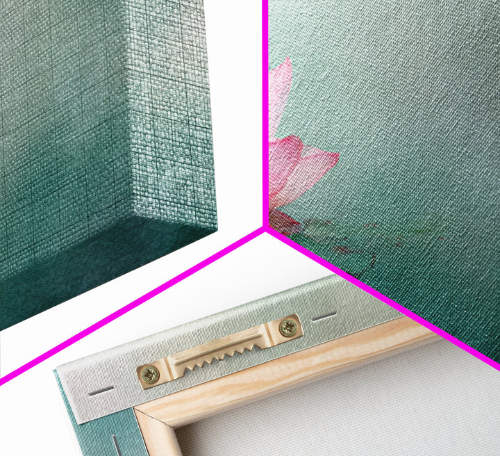 Elegant Pink Lotus Flower On Blue Water Serenity Floral Wall Art Canvas Print For Bedroom Or Living Room Decor