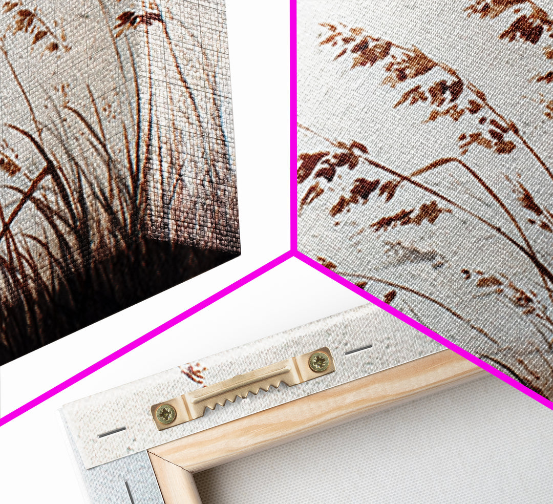 Minimalist Brown Grass Painting On Textured Canvas Print For Rustic Home Decor And Wall Art