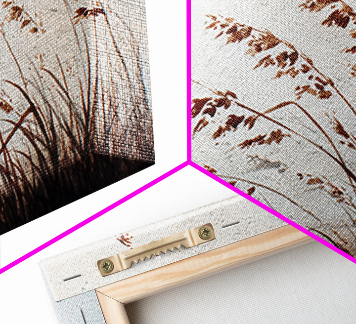 Minimalist Brown Grass Painting On Textured Canvas Print For Rustic Home Decor And Wall Art
